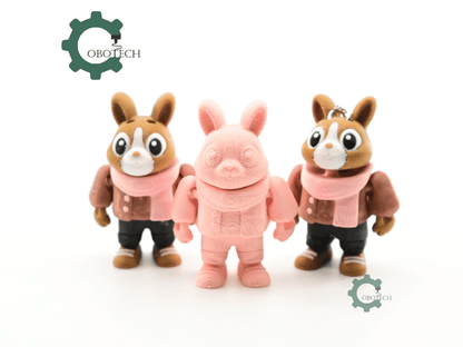 Digital Downloads - Cobotech Cozy Autumn Bunny For Animal Lovers Articulated Keychain - Cute Backpack Keychain