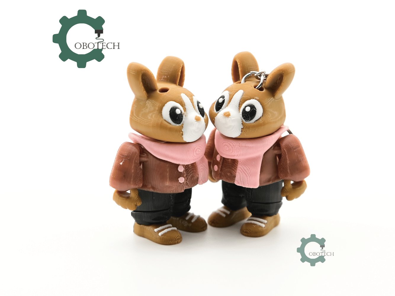 Digital Downloads - Cobotech Cozy Autumn Bunny For Animal Lovers Articulated Keychain - Cute Backpack Keychain
