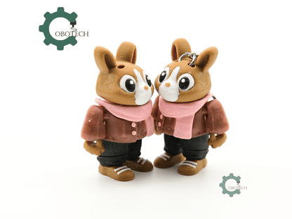 Digital Downloads - Cobotech Cozy Autumn Bunny For Animal Lovers Articulated Keychain - Cute Backpack Keychain