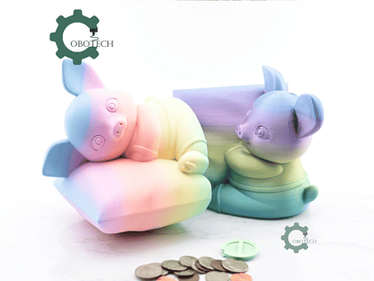 Digital Downloads - Cobotech Cozy Piggy Pillow Piggy Bank - Desk Decor - Coin Bank Gifts