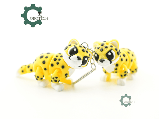 Digital Downloads - Cobotech Cute Grumpy Cheetah Articulated Keychain - Cute Backpack Keychain