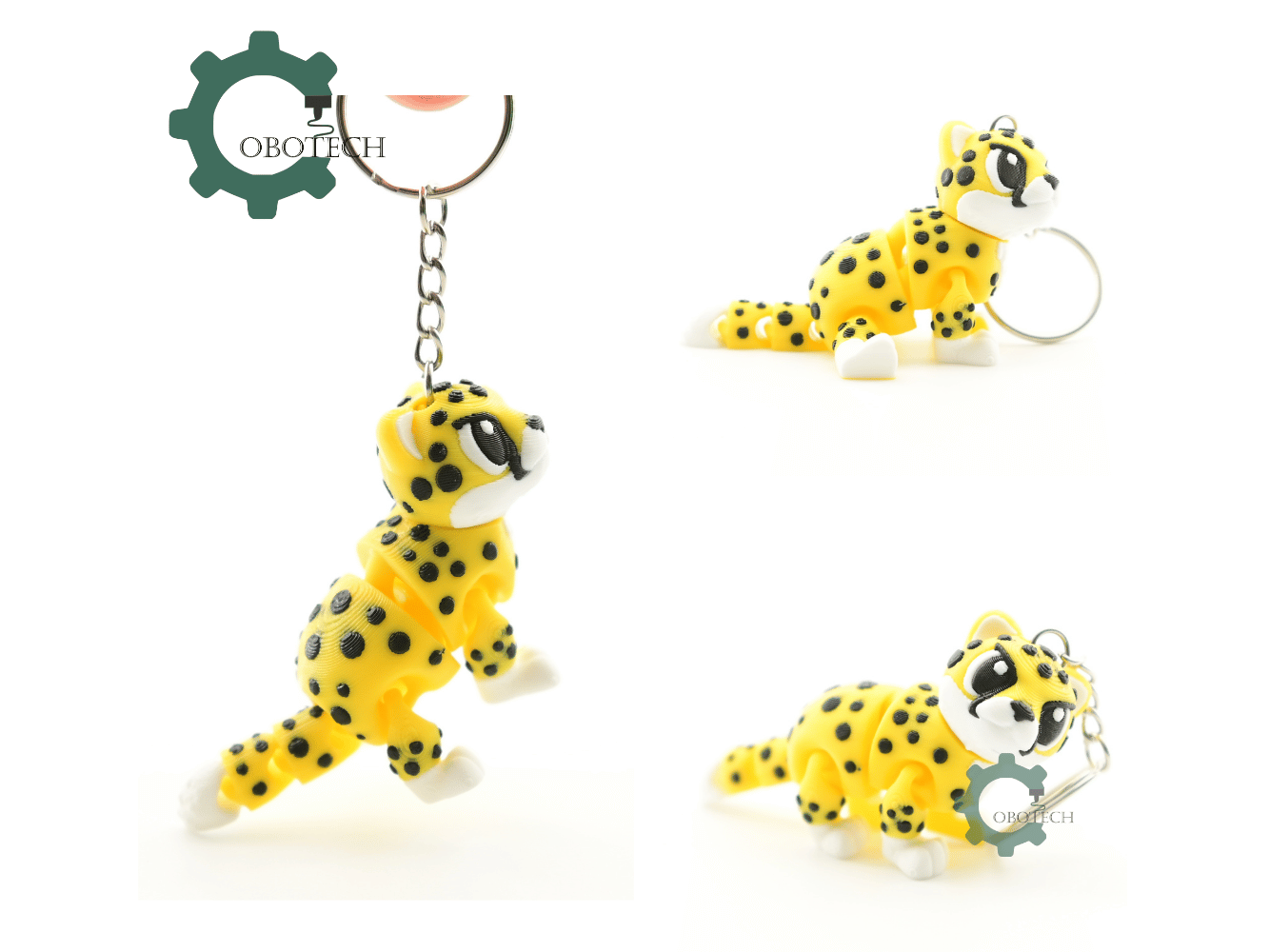 Digital Downloads - Cobotech Cute Grumpy Cheetah Articulated Keychain - Cute Backpack Keychain