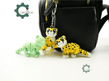 Digital Downloads - Cobotech Cute Grumpy Cheetah Articulated Keychain - Cute Backpack Keychain