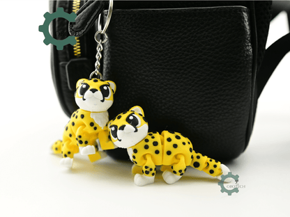 Digital Downloads - Cobotech Cute Grumpy Cheetah Articulated Keychain - Cute Backpack Keychain