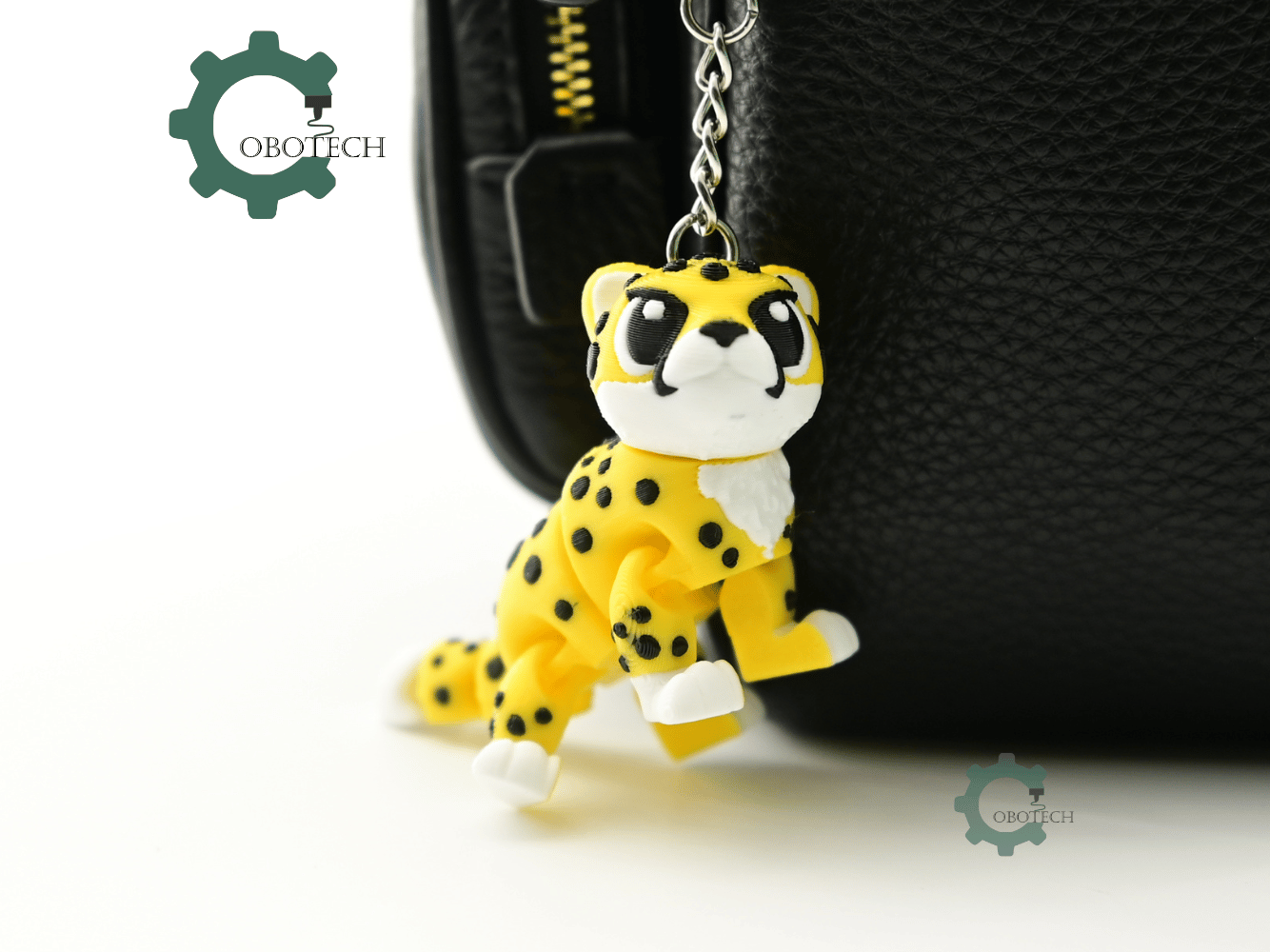 Digital Downloads - Cobotech Cute Grumpy Cheetah Articulated Keychain - Cute Backpack Keychain