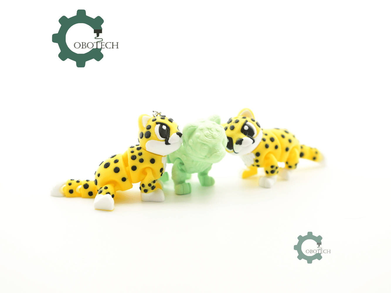 Digital Downloads - Cobotech Cute Grumpy Cheetah Articulated Keychain - Cute Backpack Keychain