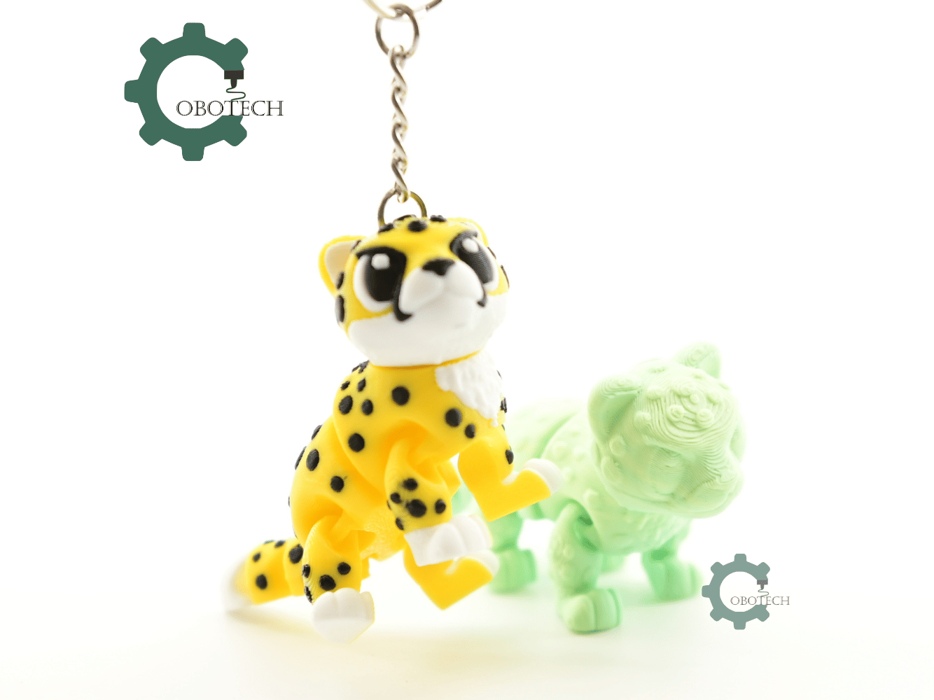 Digital Downloads - Cobotech Cute Grumpy Cheetah Articulated Keychain - Cute Backpack Keychain