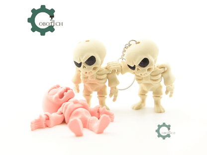 Digital Downloads - Cobotech Cute Grumpy Skeleton Articulated Keychain - Cute Backpack Keychain