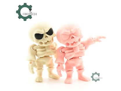 Digital Downloads - Cobotech Cute Grumpy Skeleton Articulated Keychain - Cute Backpack Keychain