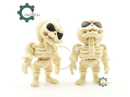 Digital Downloads - Cobotech Cute Grumpy Skeleton Articulated Keychain - Cute Backpack Keychain