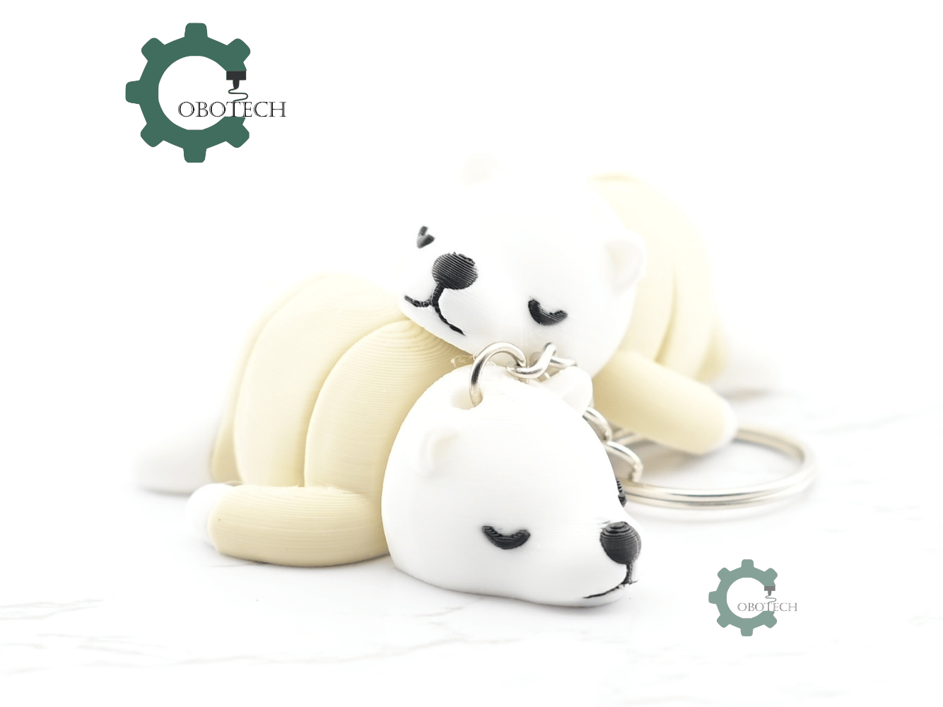 Digital Downloads - Cobotech Cute Sleeping Bear Articulated Keychain - Cute Backpack Keychain