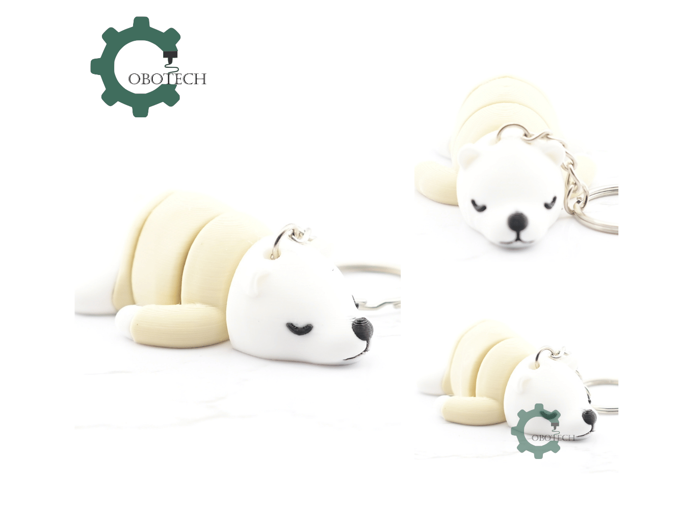 Digital Downloads - Cobotech Cute Sleeping Bear Articulated Keychain - Cute Backpack Keychain