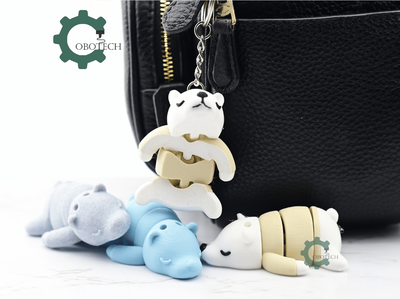 Digital Downloads - Cobotech Cute Sleeping Bear Articulated Keychain - Cute Backpack Keychain