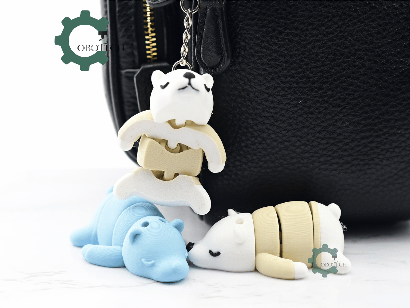 Digital Downloads - Cobotech Cute Sleeping Bear Articulated Keychain - Cute Backpack Keychain