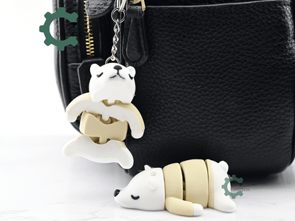 Digital Downloads - Cobotech Cute Sleeping Bear Articulated Keychain - Cute Backpack Keychain
