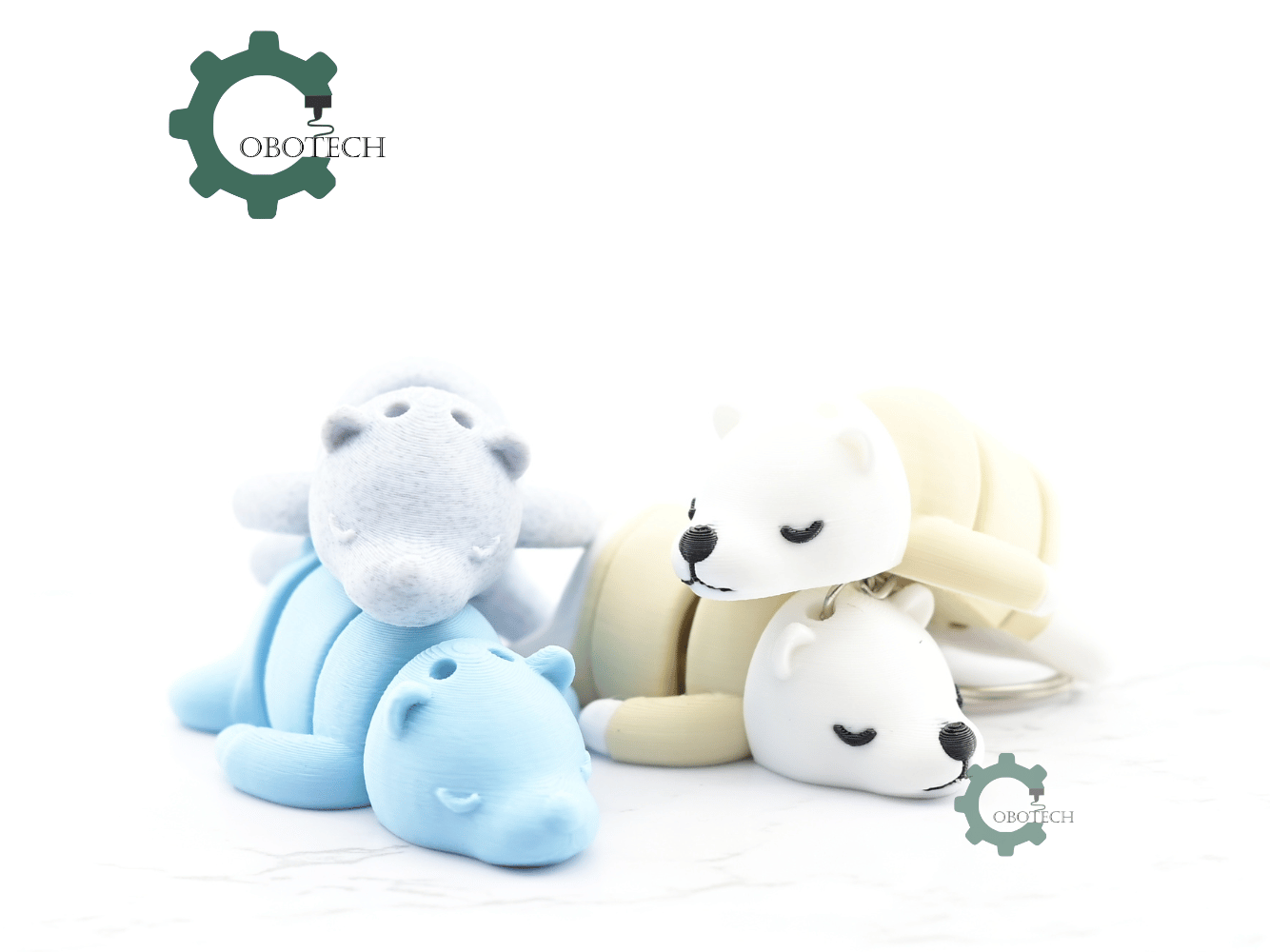 Digital Downloads - Cobotech Cute Sleeping Bear Articulated Keychain - Cute Backpack Keychain