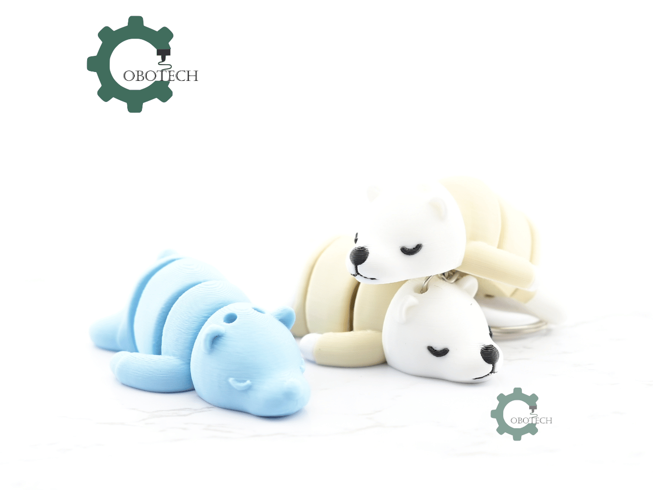 Digital Downloads - Cobotech Cute Sleeping Bear Articulated Keychain - Cute Backpack Keychain