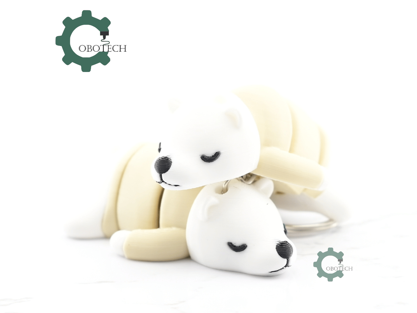 Digital Downloads - Cobotech Cute Sleeping Bear Articulated Keychain - Cute Backpack Keychain