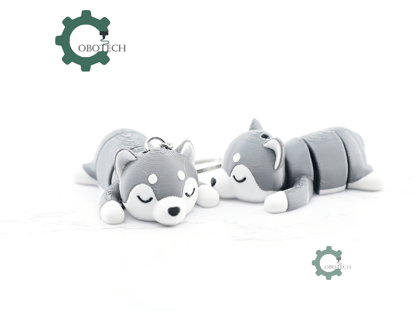 Digital Downloads - Cobotech Cute Sleeping Husky Articulated Keychain - Cute Backpack Keychain
