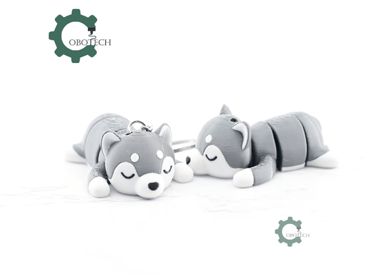 Digital Downloads - Cobotech Cute Sleeping Husky Articulated Keychain - Cute Backpack Keychain