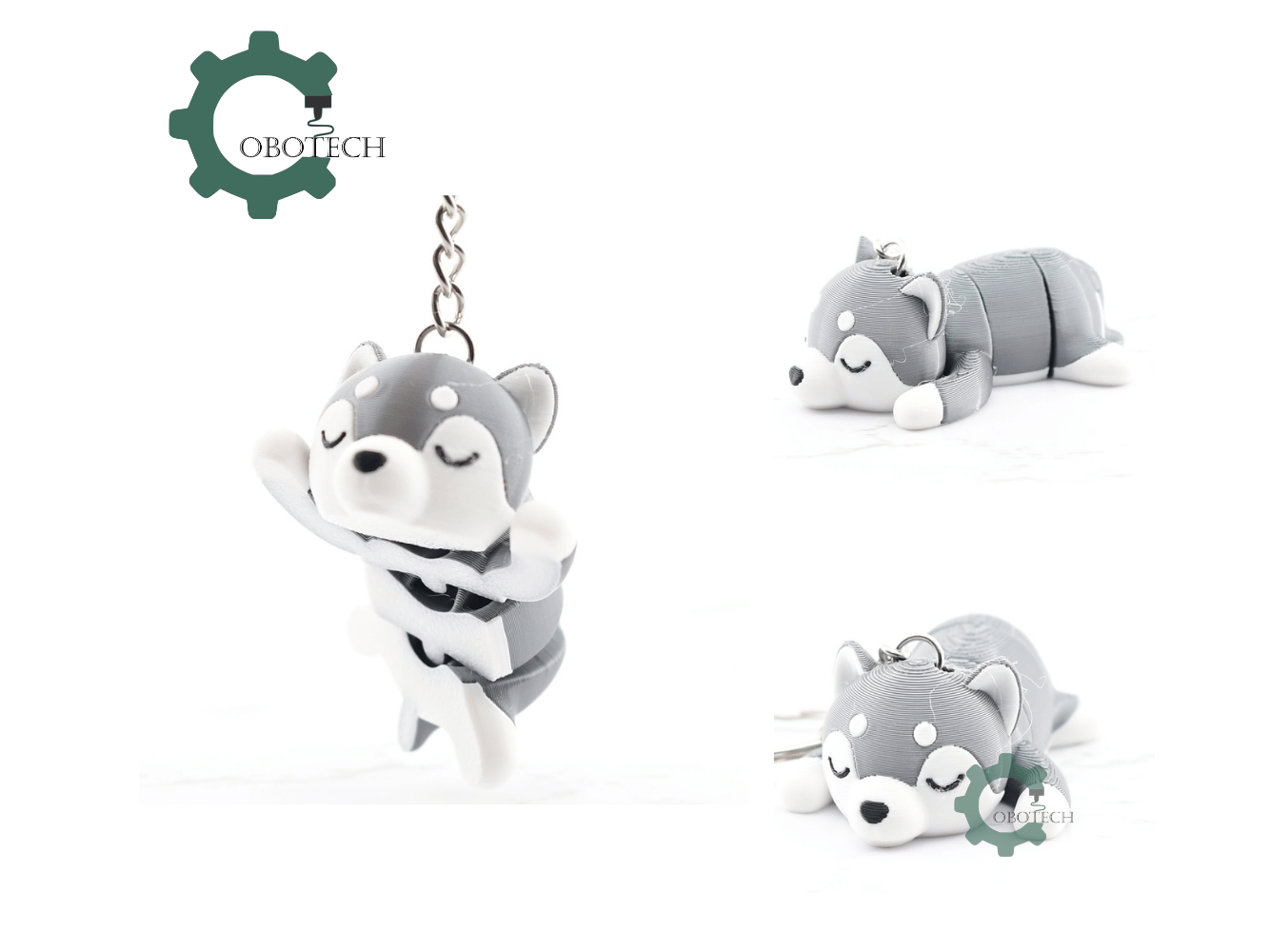 Digital Downloads - Cobotech Cute Sleeping Husky Articulated Keychain - Cute Backpack Keychain