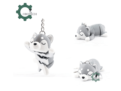 Digital Downloads - Cobotech Cute Sleeping Husky Articulated Keychain - Cute Backpack Keychain