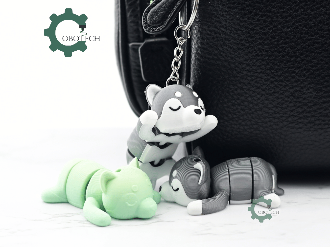 Digital Downloads - Cobotech Cute Sleeping Husky Articulated Keychain - Cute Backpack Keychain