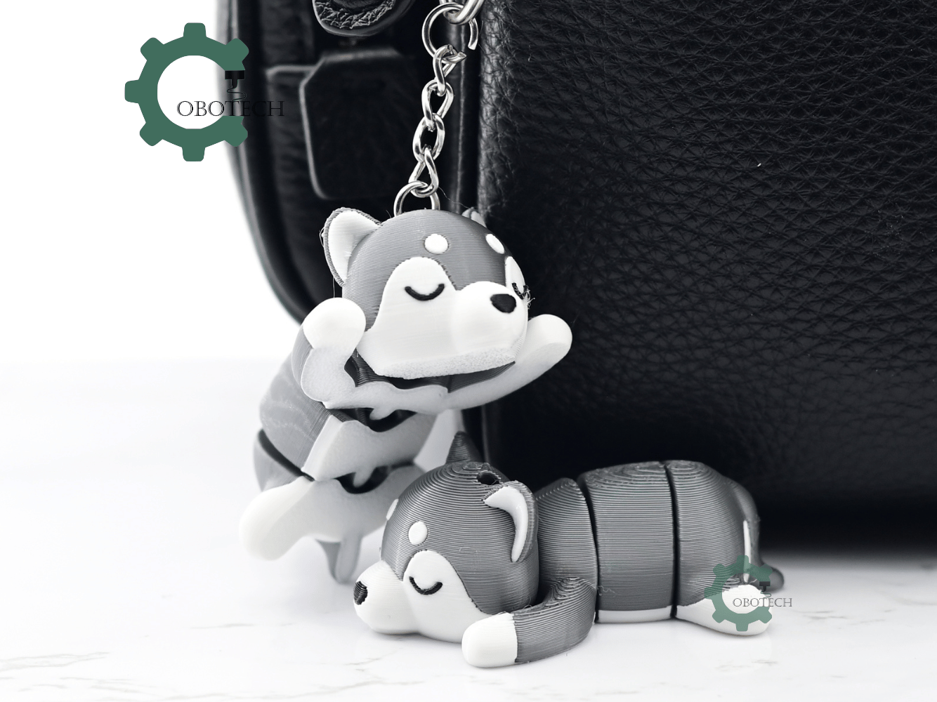 Digital Downloads - Cobotech Cute Sleeping Husky Articulated Keychain - Cute Backpack Keychain