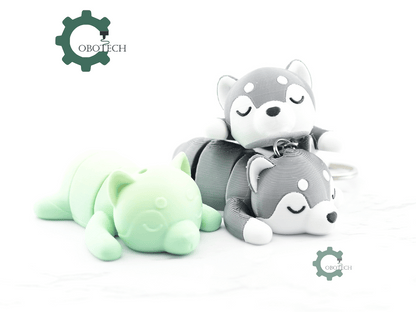 Digital Downloads - Cobotech Cute Sleeping Husky Articulated Keychain - Cute Backpack Keychain