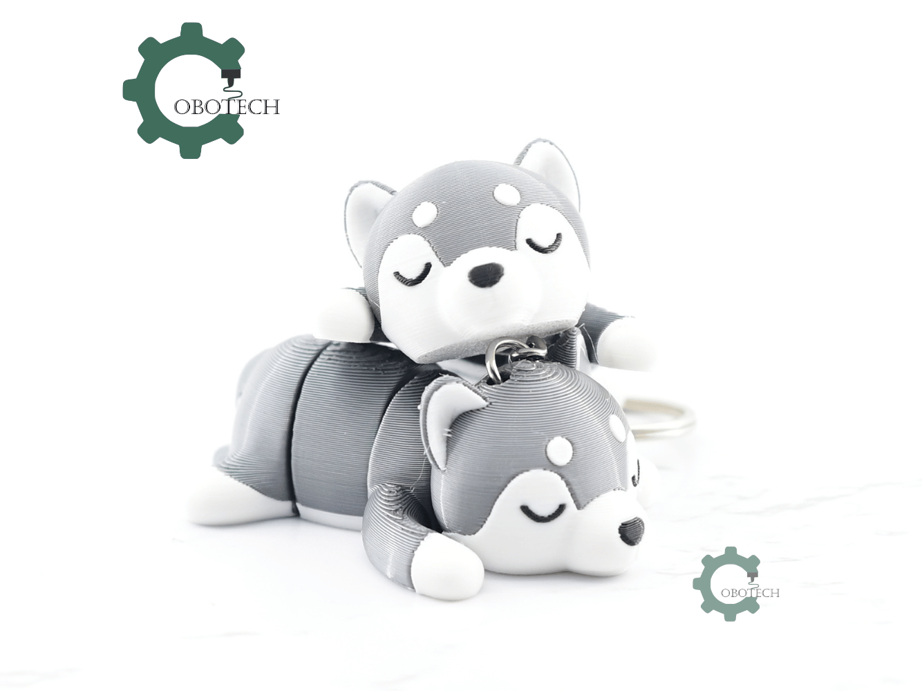 Digital Downloads - Cobotech Cute Sleeping Husky Articulated Keychain - Cute Backpack Keychain