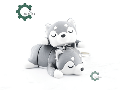 Digital Downloads - Cobotech Cute Sleeping Husky Articulated Keychain - Cute Backpack Keychain