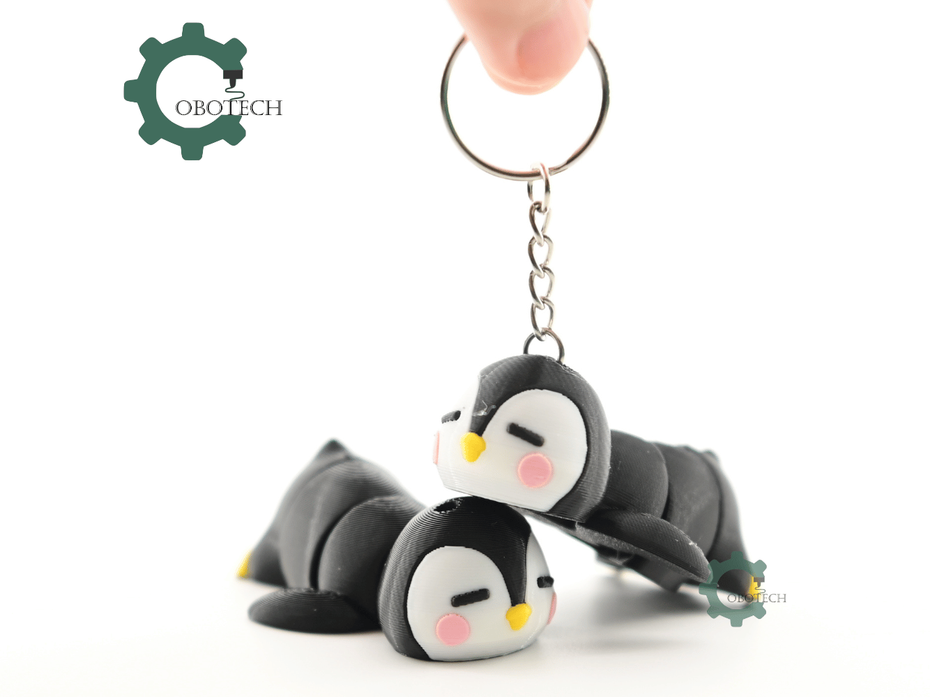 Digital Downloads - Cobotech Cute Sleepy Penguin Articulated Keychain - Cute Backpack Keychain
