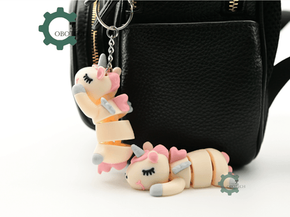 Digital Downloads - Cobotech Cute Unicorn Sleeping Articulated Keychain - Cute Backpack Keychain