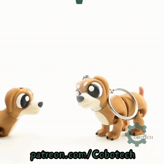 Digital Downloads - Cobotech Cute Wiener Dog Articulated Keychain - Cute Backpack Keychain