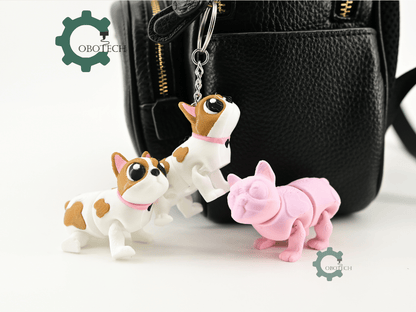 Digital Downloads - Cobotech French Bulldog For Animal Lovers Articulated Keychain - Cute Backpack Keychain