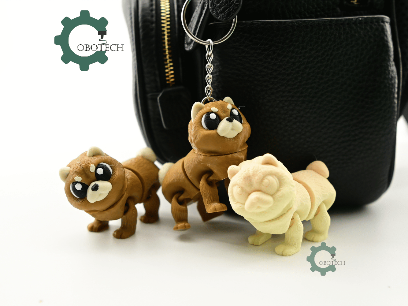 Digital Downloads - Cobotech Grumpy Fluffy Chow Chow Dog Articulated Keychain - Cute Backpack Keychain
