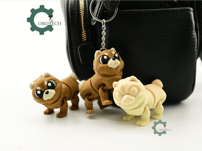 Digital Downloads - Cobotech Grumpy Fluffy Chow Chow Dog Articulated Keychain - Cute Backpack Keychain