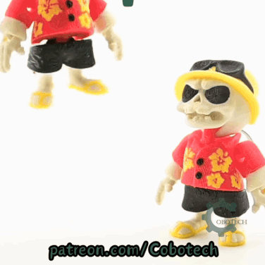 Digital Downloads - Cobotech Grumpy Skeleton In Hawaiian Shirt Articulated Keychain - Cute Backpack Keychain