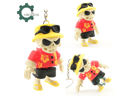 Digital Downloads - Cobotech Grumpy Skeleton In Hawaiian Shirt Articulated Keychain - Cute Backpack Keychain