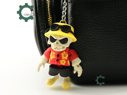 Digital Downloads - Cobotech Grumpy Skeleton In Hawaiian Shirt Articulated Keychain - Cute Backpack Keychain