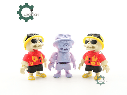 Digital Downloads - Cobotech Grumpy Skeleton In Hawaiian Shirt Articulated Keychain - Cute Backpack Keychain