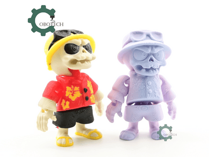 Digital Downloads - Cobotech Grumpy Skeleton In Hawaiian Shirt Articulated Keychain - Cute Backpack Keychain