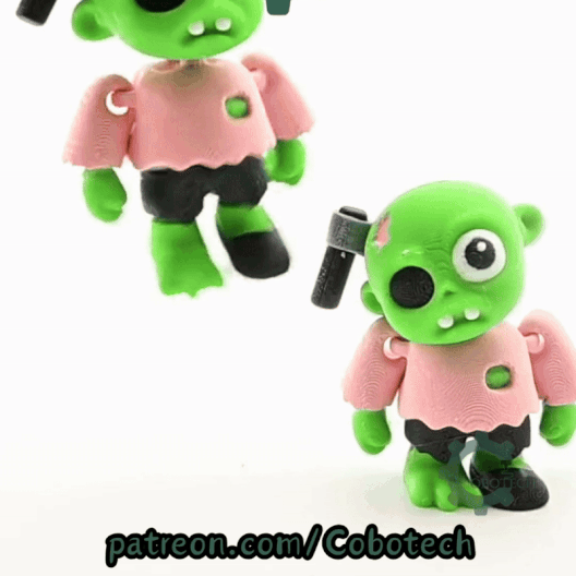 Digital Downloads - Cobotech Halloween Axe Zombie Articulated Keychain - Cute Backpack Keychain