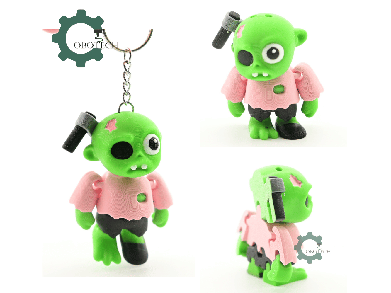 Digital Downloads - Cobotech Halloween Axe Zombie Articulated Keychain - Cute Backpack Keychain