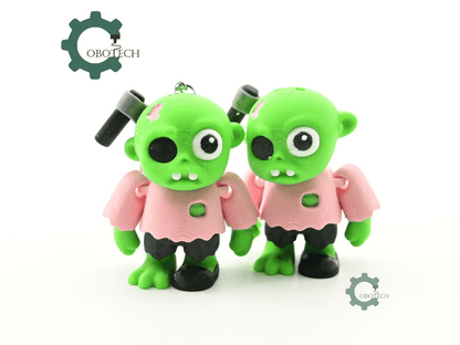 Digital Downloads - Cobotech Halloween Axe Zombie Articulated Keychain - Cute Backpack Keychain