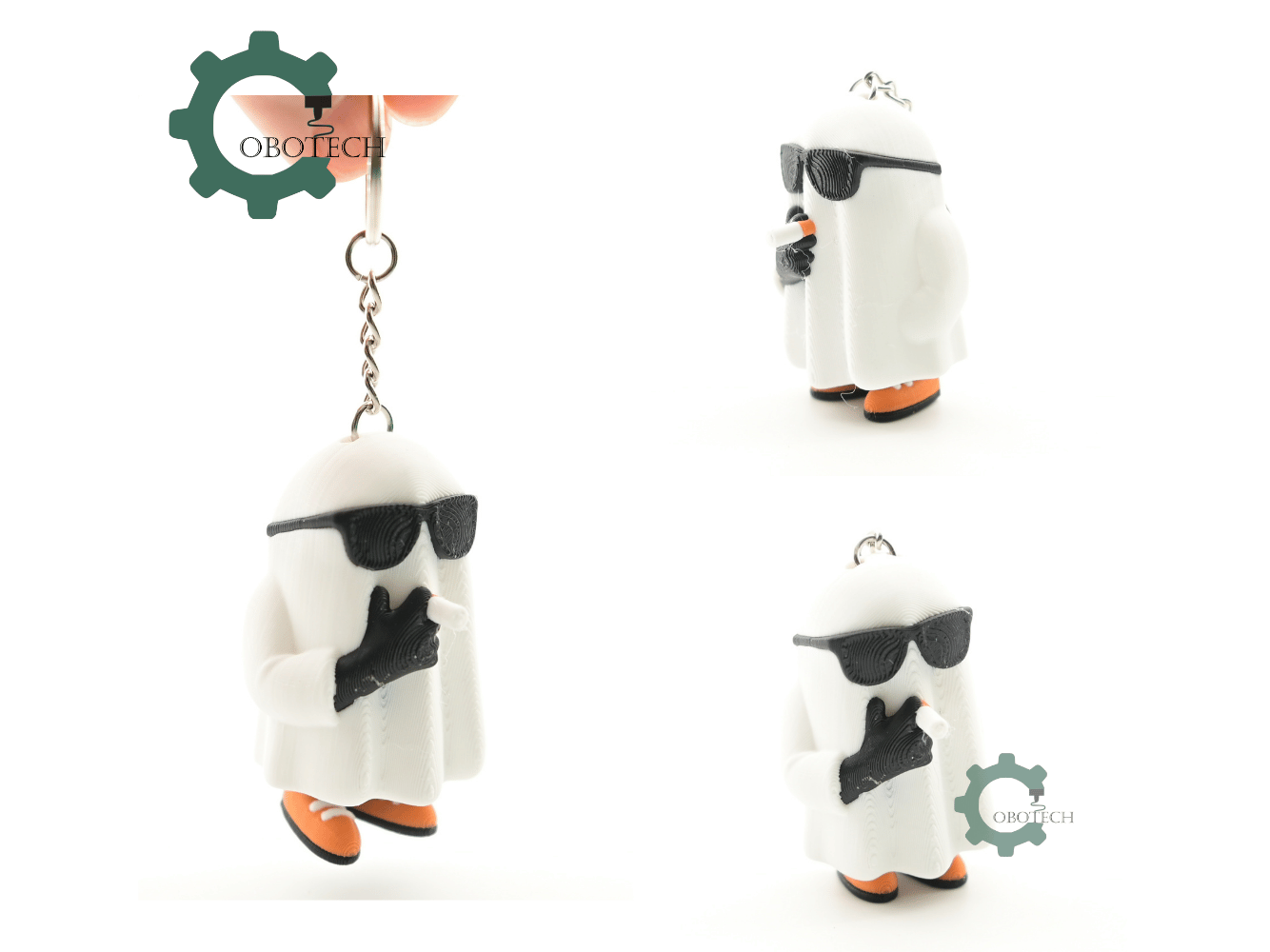 Digital Downloads - Cobotech Halloween Ghost Smoking Articulated Keychain - Cute Backpack Keychain