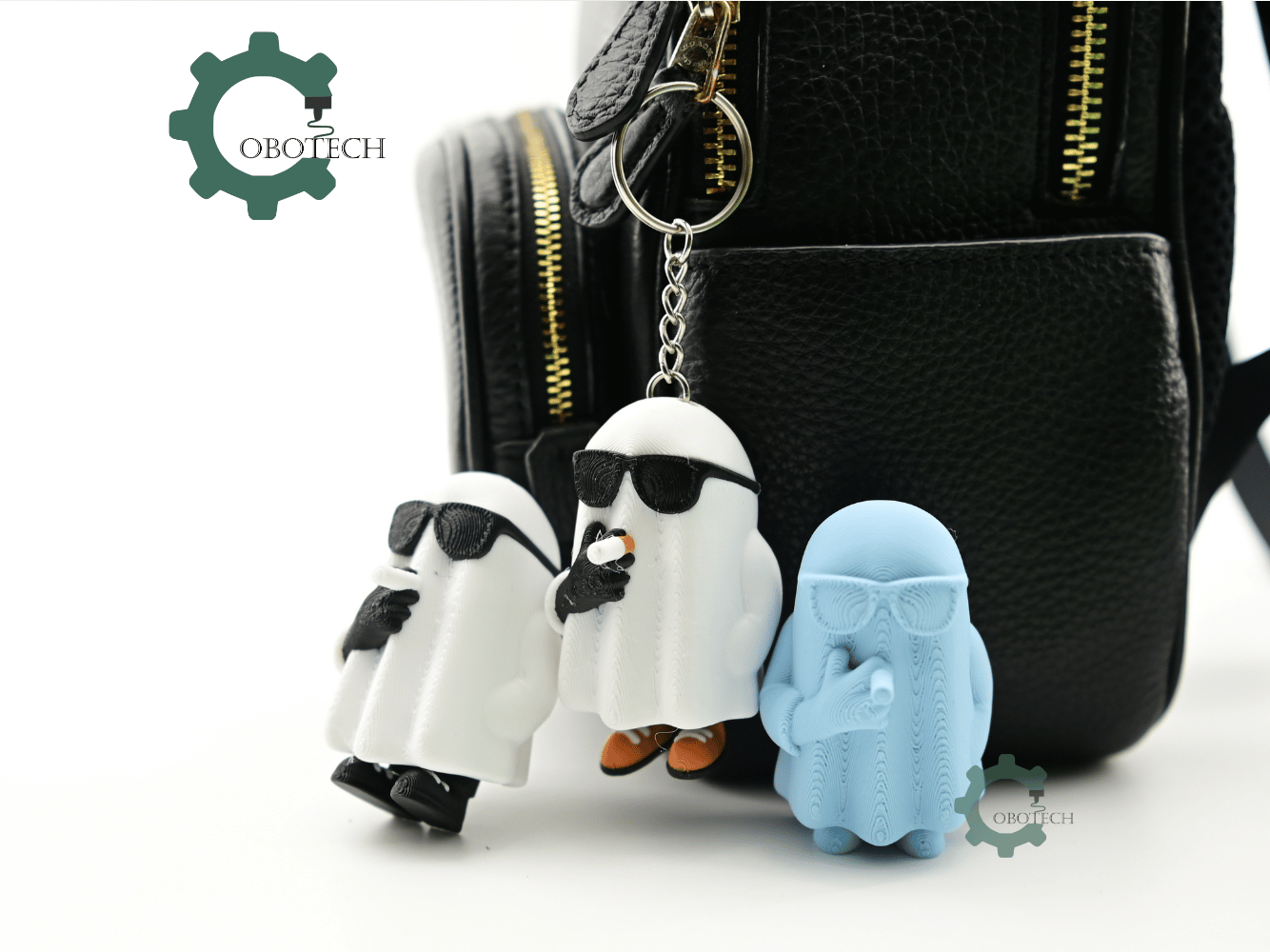 Digital Downloads - Cobotech Halloween Ghost Smoking Articulated Keychain - Cute Backpack Keychain