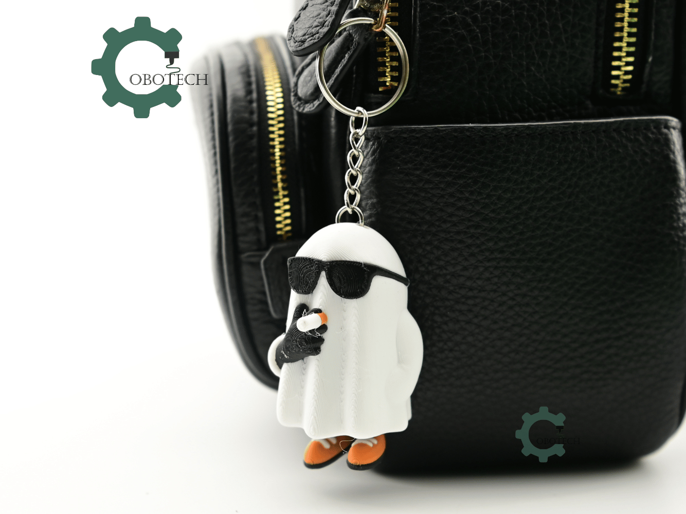 Digital Downloads - Cobotech Halloween Ghost Smoking Articulated Keychain - Cute Backpack Keychain