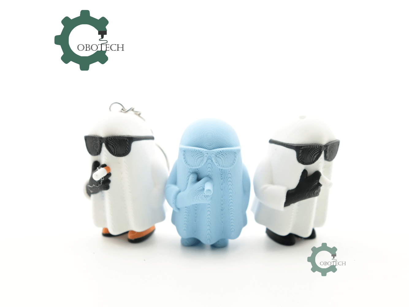 Digital Downloads - Cobotech Halloween Ghost Smoking Articulated Keychain - Cute Backpack Keychain