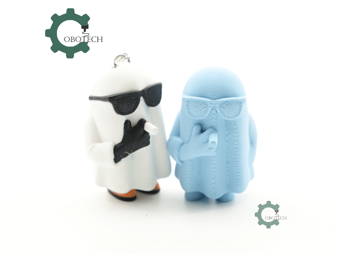 Digital Downloads - Cobotech Halloween Ghost Smoking Articulated Keychain - Cute Backpack Keychain